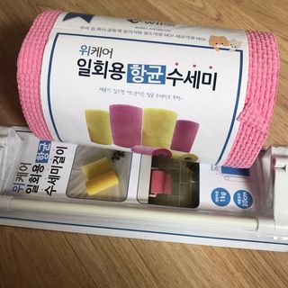위케어 일회용 향균 수세미 50매 2롤 세트 총 100매 Pink — 4.5점을 준 리뷰어가 2021년 2월 올린 사용 사진