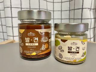 진테이블 발.견 스프레드  오리지널믹스 90g + 카카오스윗믹스 90g 2종 세트 — 5점을 준 리뷰어가 2022년 8월 올린 사용 사진