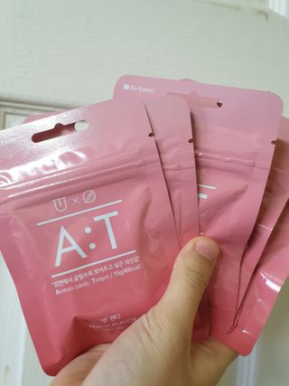 입 냄새 완화에 도움을 주는 에티켓 캔디 복숭아맛 앳캔디 — 4점을 준 리뷰어가 2021년 1월 올린 사용 사진