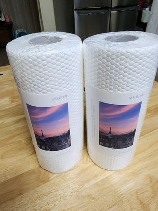 부직포나라 중금속유해물질ZERO 뜯어쓰는 주방 일회용수세미 60매 2매 — 4점을 준 리뷰어가 2022년 11월 올린 사용 사진