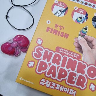 워터멜론컴퍼니 슈링코 페이퍼 3개 Set / 슈링클스 호환 종이 키링 만들기 미술놀이 재료 키트 — 5점을 준 리뷰어가 2022년 11월 올린 사용 사진