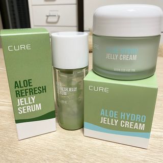 김정문알로에 큐어 큐어 알로에 리프레쉬 젤리 세럼, 큐어 알로에 하이드로 젤리 크림 — 4.5점을 준 리뷰어가 2021년 4월 올린 사용 사진