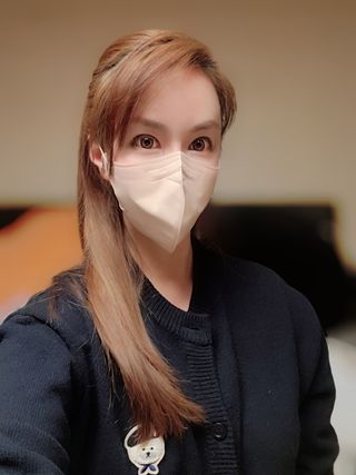 애니가드 셋업마스크 4컬러 각 10매입 [크리미베이지, 캐시미어로즈, 초콜렛브라운, 미드나잇네이비] — 4점을 준 리뷰어가 2022년 2월 올린 사용 사진