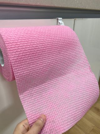 위케어 일회용 향균 수세미 50매 2롤 세트 총 100매 Pink — 4점을 준 리뷰어가 2021년 2월 올린 사용 사진