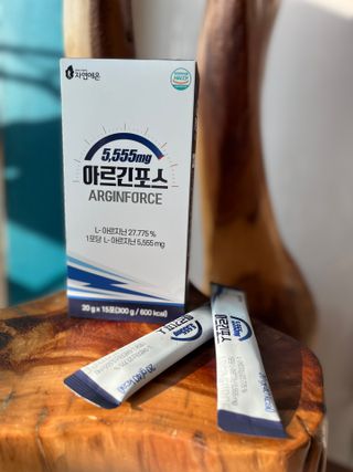 자연에온 아르긴포스 L-아르기닌 5555mg 스틱 15개입 1박스 — 3점을 준 리뷰어가 2022년 2월 올린 사용 사진