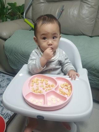 유비맘 캐릭터 실리콘 흡착 식판_색상 랜덤발송 — 5점을 준 리뷰어가 2020년 12월 올린 사용 사진