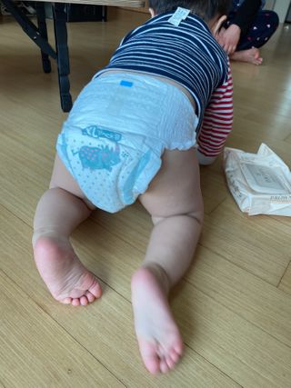오브맘 밤 프리미엄 아기 기저귀 팬티형 밴드형 — 5점을 준 리뷰어가 2021년 1월 올린 사용 사진