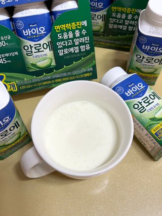 LIVE 매일바이오 알로에 드링킹 요거트 — 5점을 준 리뷰어가 2022년 4월 올린 사용 사진