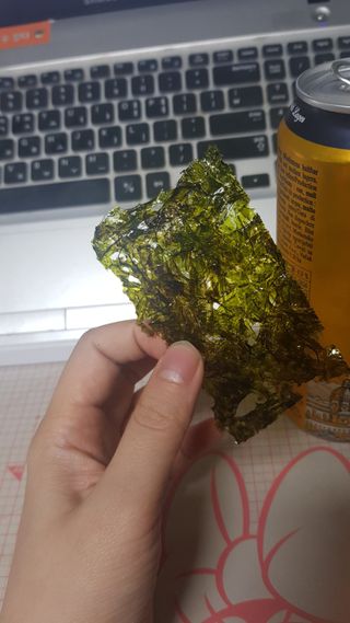 [해림맛김] 들기름에 구운 바삭바삭 김 4종 세트 + 1종 랜덤발송 총5개입 — 5점을 준 리뷰어가 2021년 2월 올린 사용 사진