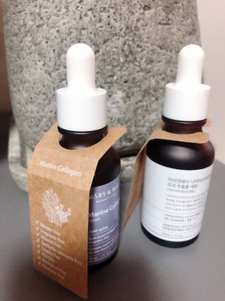 마리엔메이 히알루로닉스 세럼 ,나이아신아마이드 모과 세럼, 마린콜라겐 세럼, 청귤 흰목이버섯 추출물 세럼 — 5점을 준 리뷰어가 2021년 10월 올린 사용 사진