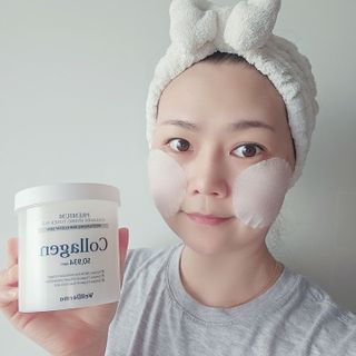 웰더마 프리미엄 콜라겐 하이드로 토너 패드 60매/1개 — 5점을 준 리뷰어가 2025년 7월 올린 사용 사진