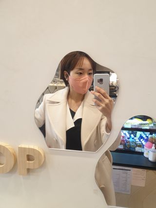 애니가드 셋업마스크 4컬러 각 10매입 [크리미베이지, 캐시미어로즈, 초콜렛브라운, 미드나잇네이비] — 5점을 준 리뷰어가 2022년 2월 올린 사용 사진