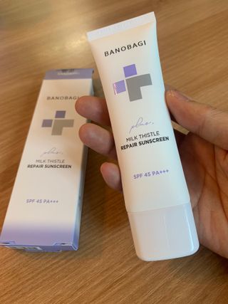 바노바기 코스메틱 바노바기 밀크씨슬 리페어 시카 선스크린 플러스 50ml — 5점을 준 리뷰어가 2023년 2월 올린 사용 사진