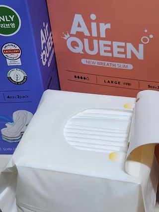 에어퀸 뉴브레스 유기농 생리대 4종 (팬티라이너 20P + 중형 10P + 대형 10P + 오버나이트 8P)_체험단 — 5점을 준 리뷰어가 2024년 6월 올린 사용 사진