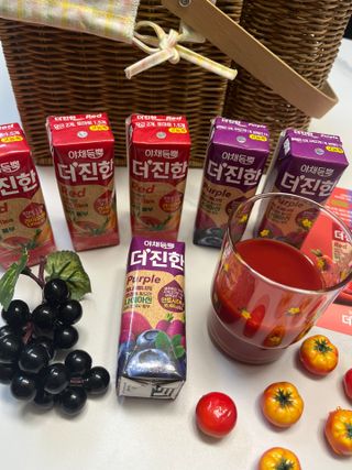 [롯데칠성] 야채듬뿍 더'진한 [롯데칠성] 야채는 이제 COLORFULL! 야채듬뿍  더 진한 레드 4개 +퍼플 4개 (총 8개) — 5점을 준 리뷰어가 2023년 6월 올린 사용 사진