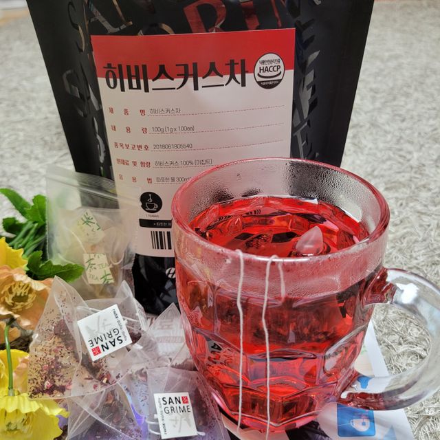 산그리메 히비스커스차 100티백 대용량 삼각티백차 리뷰 사진