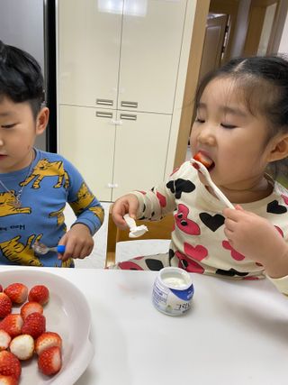 매일바이오 그릭요거트 오리지널 플레인 4개, 로스터리 커피믹스 4개 — 5점을 준 리뷰어가 2021년 12월 올린 사용 사진