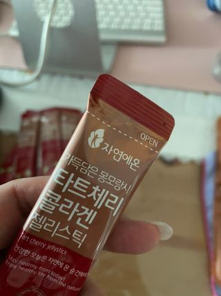 자연에온 몽모랑시 타트체리 3종 세트 구성 - 저분자콜라겐젤리, NFC 착즙주스 — 5점을 준 리뷰어가 2021년 7월 올린 사용 사진