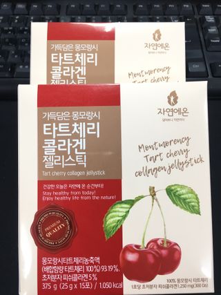 자연에온 가득담은 몽모랑시 타트체리 콜라겐 젤리스틱 — 2.5점을 준 리뷰어가 2020년 12월 올린 사용 사진