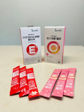 인디닥터 면역 생생 핑크 이뮨 젤리 + 타이탄 BCAA 프로틴 젤리스틱 — 4점을 준 리뷰어가 2022년 3월 올린 사용 사진