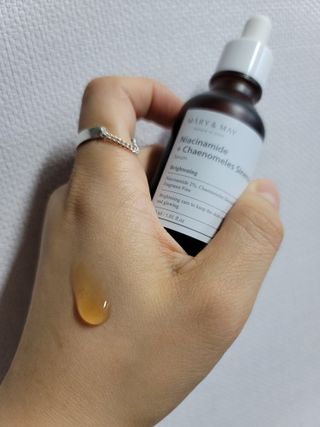 마리엔메이 히알루로닉스 세럼 ,나이아신아마이드 모과 세럼, 마린콜라겐 세럼, 청귤 흰목이버섯 추출물 세럼 — 5점을 준 리뷰어가 2021년 10월 올린 사용 사진