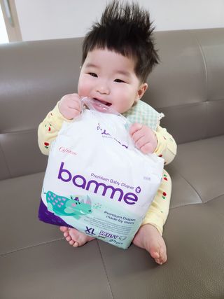 오브맘 밤 프리미엄 아기 기저귀 팬티형 밴드형 — 5점을 준 리뷰어가 2021년 1월 올린 사용 사진