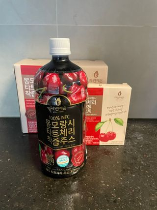 자연에온 몽모랑시 타트체리 3종 세트 구성 - 저분자콜라겐젤리, NFC 착즙주스 — 5점을 준 리뷰어가 2021년 7월 올린 사용 사진