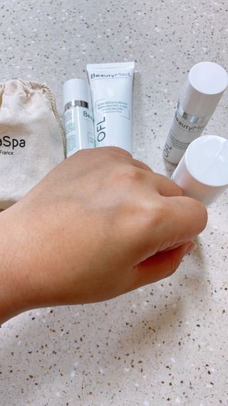 프랑스 뷰티메드 OFL 리밸런싱 케어 3종 키트 (OFL세럼 30ml & 딸라스파 어메니티 4종 증정) — 5점을 준 리뷰어가 2022년 8월 올린 사용 사진