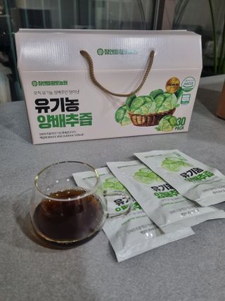 참앤들황토농원 국내산 유기농 양배추를 그대로 담은,  유기농 양배추즙  80ml X 30포 1박스 — 5점을 준 리뷰어가 2023년 4월 올린 사용 사진