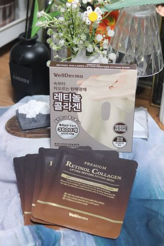[올리브영] 웰더마 프리미엄 레티놀 콜라겐 리프팅 리스토어 피팅마스크 4매 — 5점을 준 리뷰어가 2025년 7월 올린 사용 사진