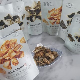 오희숙 전통부각 명인 찹쌀김부각, 찹쌀다시마부각, 황태껍질튀각 총 6봉 — 4점을 준 리뷰어가 2021년 6월 올린 사용 사진
