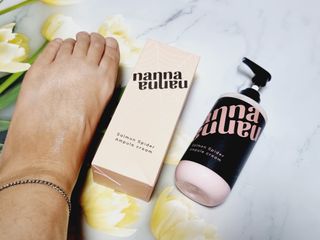난나 살몬 스파이더 검버섯 미백 톤업 화이트닝 연어 앰플 크림 300ml 대용량 — 5점을 준 리뷰어가 2022년 8월 올린 사용 사진