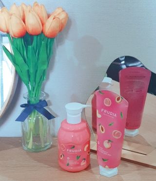 [후르디아] 복숭아 바디워시+바디에센스 세트 — 5점을 준 리뷰어가 2021년 3월 올린 사용 사진