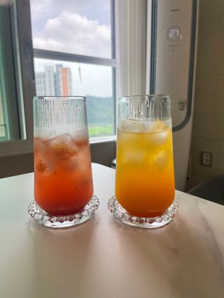 [복음자리] 바리스타 패키지 2종 랜덤발송 (딸기스무디 스틱+샤인머스캣에이드 or 망고스무디+자몽에이드) — 5점을 준 리뷰어가 2022년 7월 올린 사용 사진