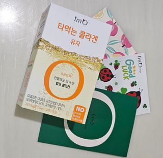 [음료수 대신 가능!]  빠르게 흡수되는 아임오 타먹는 콜라겐 1박스 — 5점을 준 리뷰어가 2023년 4월 올린 사용 사진