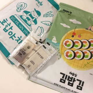 해풀잎 누구나 김밥*1ea [(혼합야채 35g *1ea,  김밥김 (5g, 5ea),  양념간장 (6g, 5ea), 참기름(5g, 2ea)] — 5점을 준 리뷰어가 2022년 8월 올린 사용 사진