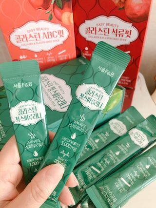 서울에프엔비 콜라스틴 3종 뷰티젤리스틱 45입 [ABC핏 15입 /  석류핏 15입 / 청스피루리나 15입] — 5점을 준 리뷰어가 2021년 9월 올린 사용 사진