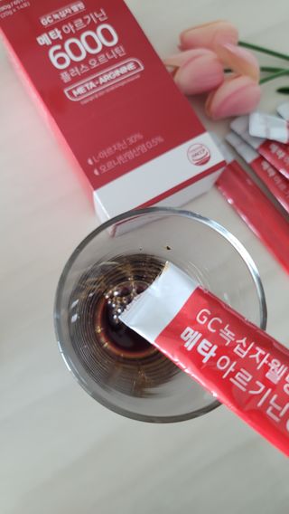 메타아르기닌 GC녹십자웰빙 메타 아르기닌 6000 플러스 오르니틴 — 4점을 준 리뷰어가 2022년 6월 올린 사용 사진