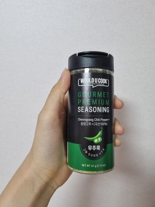 우주쿡 천연조미료 고메 프리미엄 시즈닝 6종 택1 청양고추+ /대파 /깻잎 /마늘 /생강 /표고버섯 — 4점을 준 리뷰어가 2021년 8월 올린 사용 사진