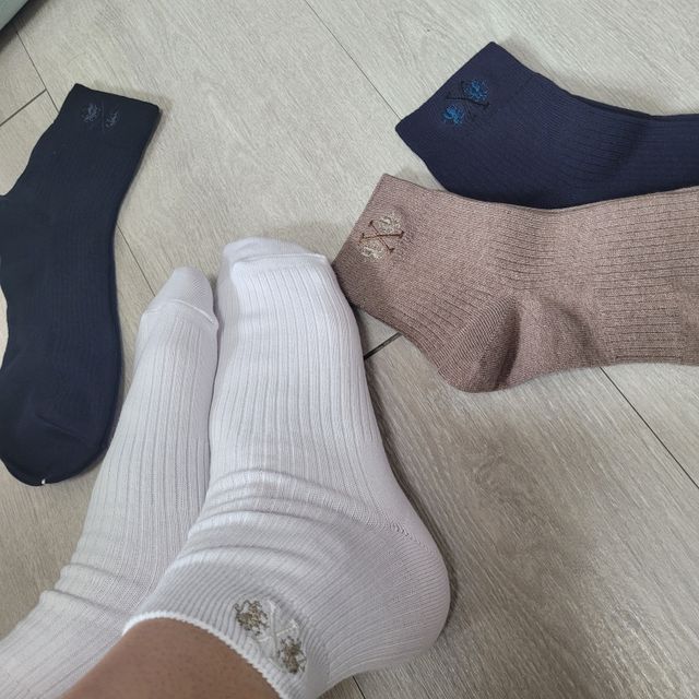 [사이즈가 있는 양말 필로이] 남/여 골지 발목 양말 4족 세트 남【S, M, L, XL】여【S, M, L】_컬러 랜덤 리뷰 사진