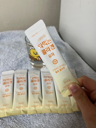 [음료수 대신 가능!]  빠르게 흡수되는 아임오 타먹는 콜라겐 1박스 — 5점을 준 리뷰어가 2023년 4월 올린 사용 사진