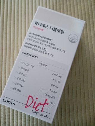 [큐라에스] 최신 다이어트 원료! 6중 기능성 더블컷팅 126g(2주일 분) — 5점을 준 리뷰어가 2023년 12월 올린 사용 사진