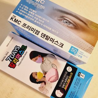 건강누리인터내셔날 (마스크 특집) 7DAYS 컬러마스크 (컬러7매)+ KMC 프리미엄 덴탈마스크(50매) — 5점을 준 리뷰어가 2022년 7월 올린 사용 사진