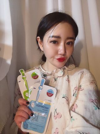 메디힐 올리브영 1등 마스크팩 워터마이드팩 2매 + 티트리팩 2매 기획세트 — 5점을 준 리뷰어가 2021년 3월 올린 사용 사진