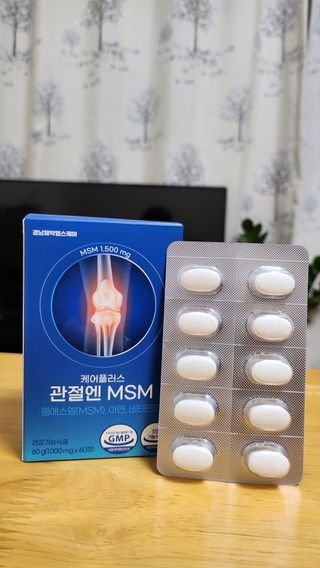 [경남제약헬스케어]케어플러스 관절엔 MSM 1000mg 60정/1개월분/관절/뼈/연골 영양/비타민D+아연/1일2정 — 5점을 준 리뷰어가 2024년 1월 올린 사용 사진