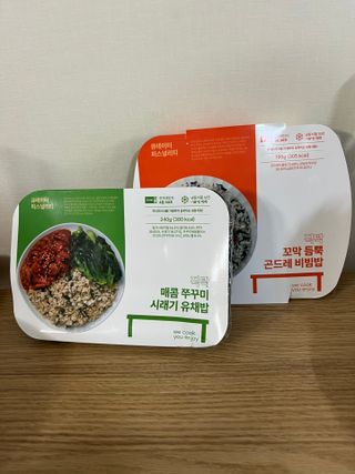 직탁 식단관리 3종 도시락(꼬막 듬뿍 곤드레비빔밥, 알리오올리오 불고기오믈렛, 매콤쭈꾸미 시래기유채밥) — 5점을 준 리뷰어가 2022년 7월 올린 사용 사진