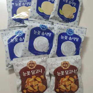 딜라이트 프로젝트  달콤한 눈꽃 간식세트( 눈꽃 솜사탕 / 레몬라임 솜사탕 / 달고나 총 7EA+스마트톡 증정) — 5점을 준 리뷰어가 2022년 4월 올린 사용 사진