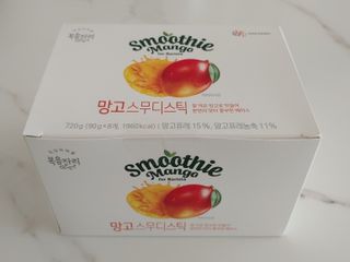 [복음자리] 바리스타 패키지 2종 랜덤발송 (딸기스무디 스틱+샤인머스캣에이드 or 망고스무디+자몽에이드) — 5점을 준 리뷰어가 2022년 7월 올린 사용 사진