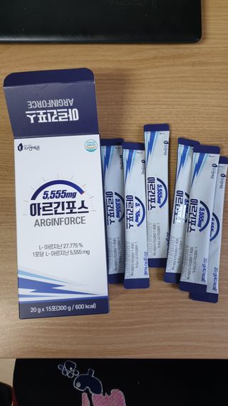 자연에온 아르긴포스 L-아르기닌 5555mg 스틱 15개입 1박스 — 4.5점을 준 리뷰어가 2021년 5월 올린 사용 사진