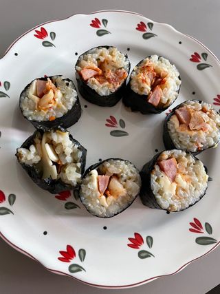 해풀잎 누구나 김밥*1ea [(혼합야채 35g *1ea,  김밥김 (5g, 5ea),  양념간장 (6g, 5ea), 참기름(5g, 2ea)] — 4점을 준 리뷰어가 2022년 7월 올린 사용 사진